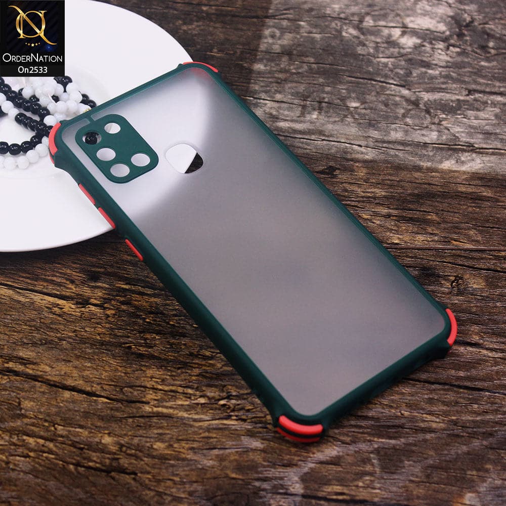 Oppo A92 Cover - Green - Semi Transparent Matte Shockproof Camera Ring Protection Case