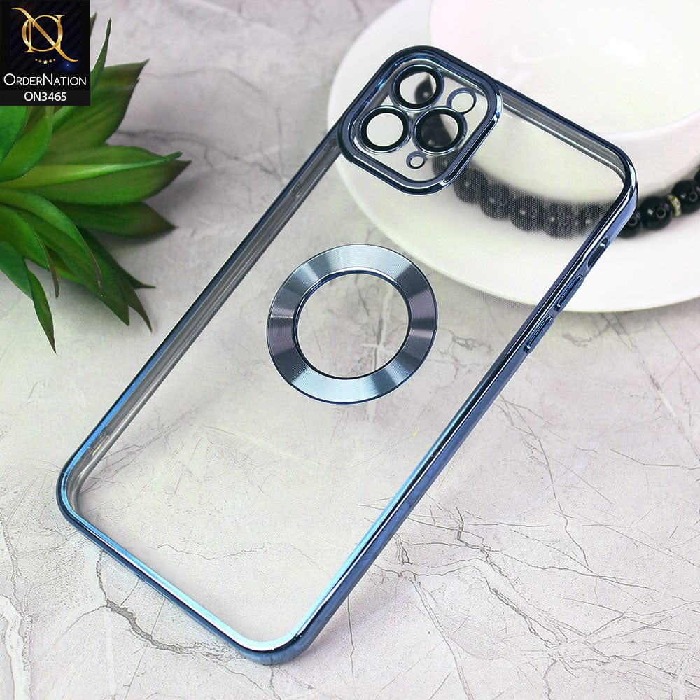 iPhone 11 Pro Max Cover - Sierra Blue - Soft Color Borders Logo Hole With Camera Protection Clear Back Case