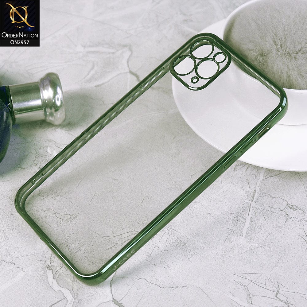 iPhone 11 Pro Max Cover - Green - J-Case Soft Color Borders Camera Protection Clear Back Case