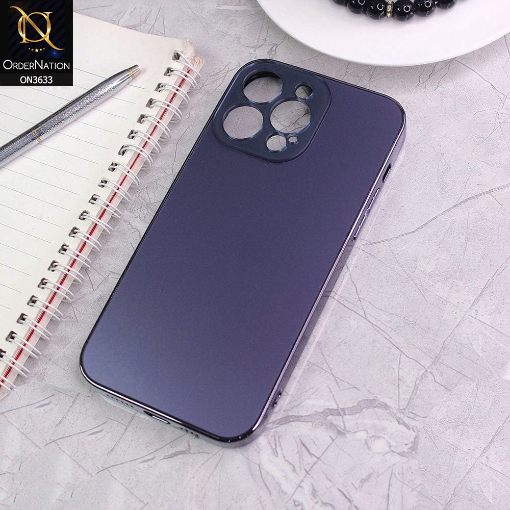 iPhone 14 Pro Cover - Deep Purple - Electroplating Borders Dynamic Style Camera Protection Soft Case