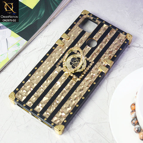 Xiaomi Redmi 10A Cover - Design 2 - 3D illusion Gold Flowers Soft Trunk Case With Ring Holder