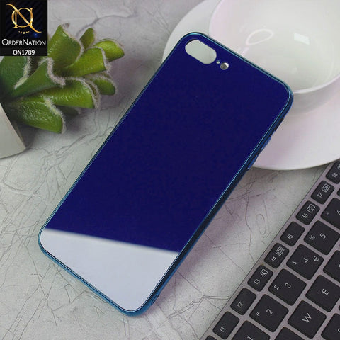 iPhone 8 Plus / 7 Plus Cover - Blue - Shiny Tempered Glass Soft Case