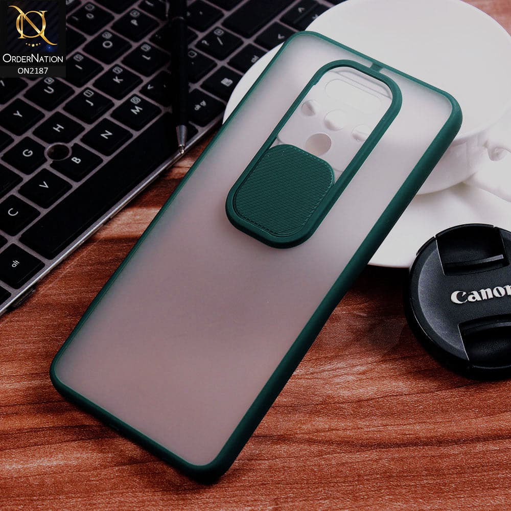 Tecno Camon 16 Cover - Green - Translucent Matte Shockproof Camera Slide Protection Case