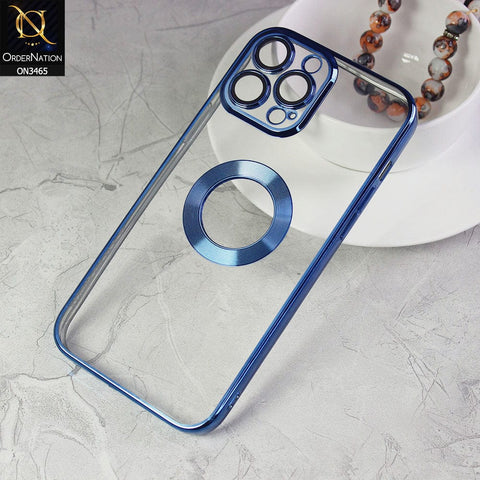 iPhone 13 Pro Max Cover - Blue - Soft Color Borders Logo Hole With Camera Protection Clear Back Case