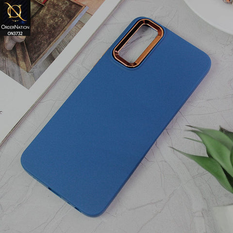 Vivo Y20i Cover - Blue - Electroplated Camera Border Soft Silicon Case