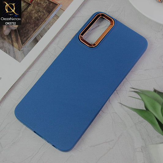 Vivo Y12a Cover - Blue - Electroplated Camera Border Soft Silicon Case