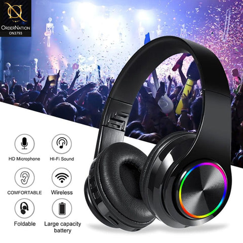 B39 Wireless Headphones Bluetooth 5.0 headphones Handsfree Headset with TF card slot and 7 color cool light