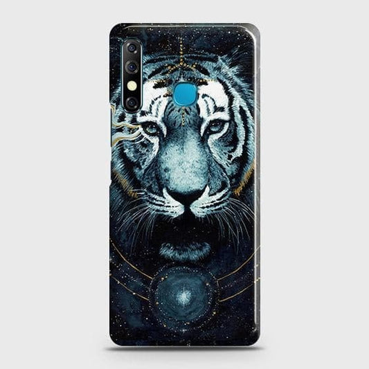 Tecno Spark 4 Cover - Vintage Galaxy Tiger Printed Hard Case with Life Time Colors Guarantee ( Fast Delivery )