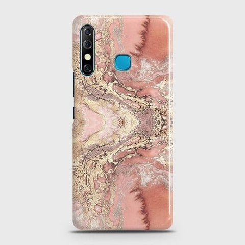 Infinix Hot 8 Cover - Trendy Chic Rose Gold Marble Printed Hard Case with Life Time Colors Guarantee