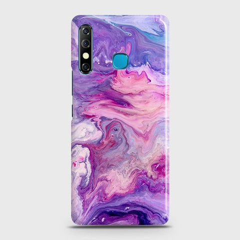 Infinix Hot 8Cover - Chic Blue Liquid Marble Printed Hard Case with Life Time Colors Guarantee