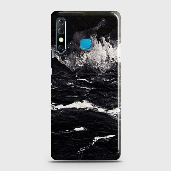 Infinix Hot 8 Cover - Black Ocean Marble Trendy Printed Hard Case with Life Time Colors Guarantee