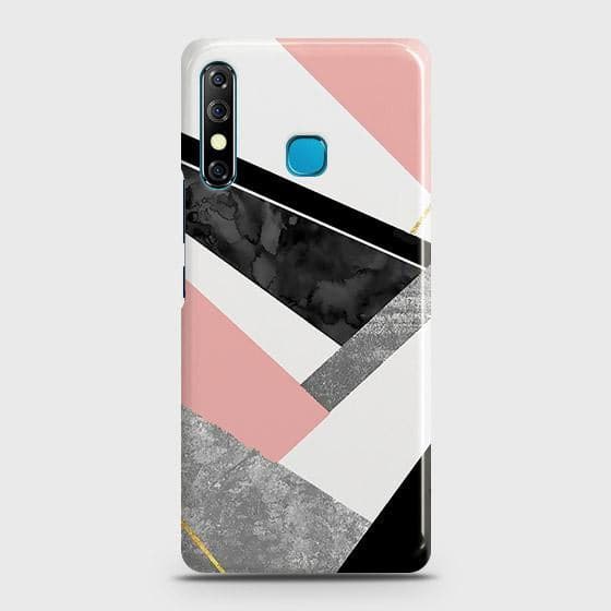 Infinix Hot 8 Cover - Matte Finish - Geometric Luxe Marble Trendy Printed Hard Case with Life Time Colors Guarantee