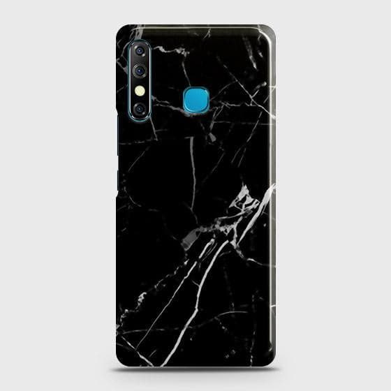 Infinix Hot 8 Cover - Black Modern Classic Marble Printed Hard Case with Life Time Colors Guarantee b53