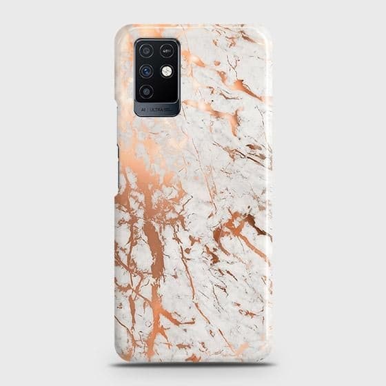 Infinix Note 10 Cover - In Chic Rose Gold Chrome Style Printed Hard Case with Life Time Colors Guarantee