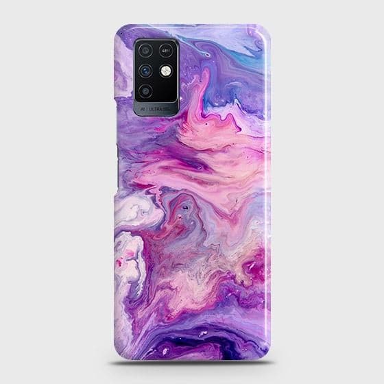 Infinix Note 10 Cover - Chic Blue Liquid Marble Printed Hard Case with Life Time Colors Guarantee