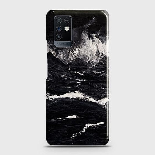 Infinix Note 10 Cover - Black Ocean Marble Trendy Printed Hard Case with Life Time Colors Guarantee