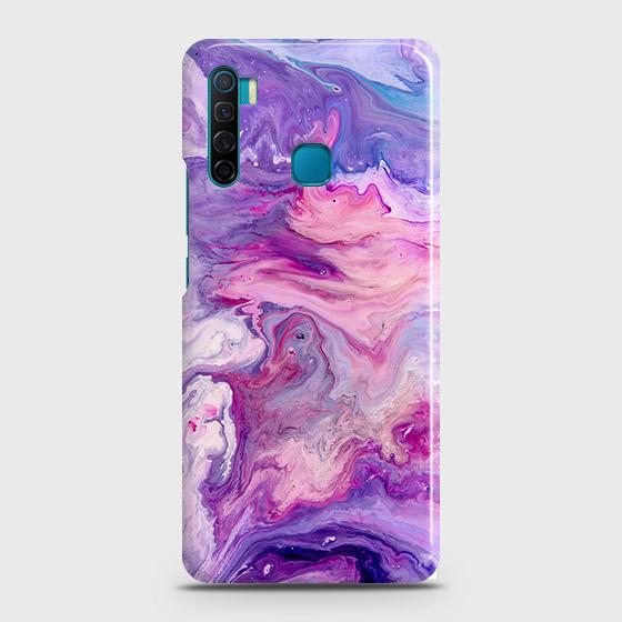 Infinix S5 Cover - Chic Blue Liquid Marble Printed Hard Case with Life Time Colors Guarantee