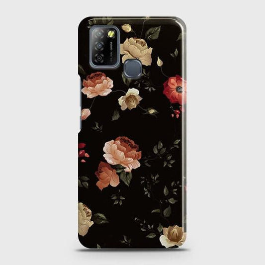 Infinix Smart 5 Cover - Matte Finish - Dark Rose Vintage Flowers Printed Hard Case with Life Time Colors Guarantee