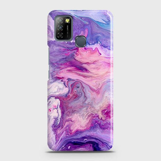 Infinix Smart 5 Cover - Chic Blue Liquid Marble Printed Hard Case with Life Time Colors Guarantee
