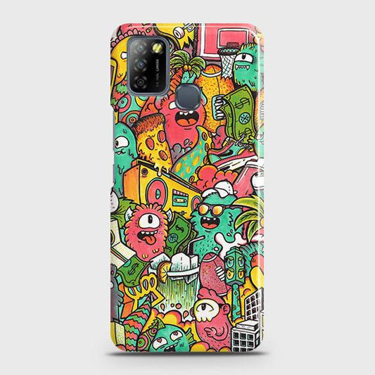 Infinix Smart 5 Cover - Matte Finish - Candy Colors Trendy Sticker collage Printed Hard Case with Life Time Colors Guarantee