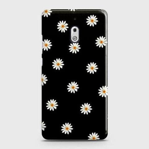 Nokia 2.1 Cover - Matte Finish - White Bloom Flowers with Black Background Printed Hard Case with Life Time Colors Guarantee