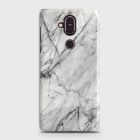 Nokia 8.1 Cover - Matte Finish - Trendy White Floor Marble Printed Hard Case with Life Time Colors Guarantee - D2