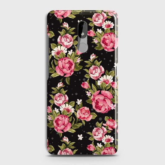 Nokia 3.2 Cover - Trendy Pink Rose Vintage Flowers Printed Hard Case with Life Time Colors Guarantee   ( Fast Delivery )