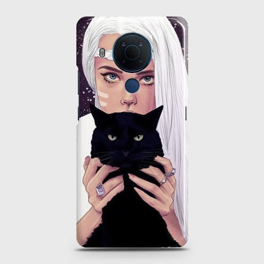 Nokia 5.4 Cover - Trendy Wild Black Cat Printed Hard Case with Life Time Colors Guarantee
