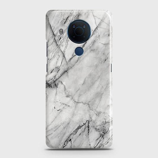 Nokia 5.4 Cover - Matte Finish - Trendy White Marble Printed Hard Case with Life Time Colors Guarantee