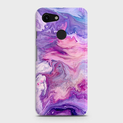Google Pixel 3a XL Cover - Matte Finish - Chic Blue Liquid Marble Printed Hard Case with Life Time Colors Guarantee
