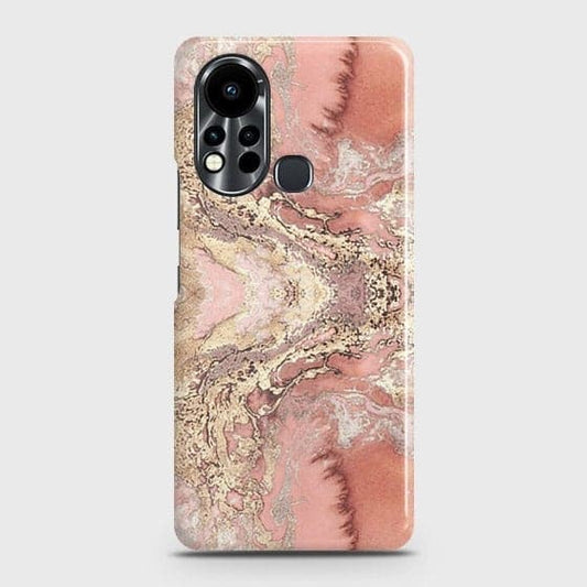 Infinix Hot 11s Cover - Trendy Chic Rose Gold Marble Printed Hard Case with Life Time Colors Guarantee