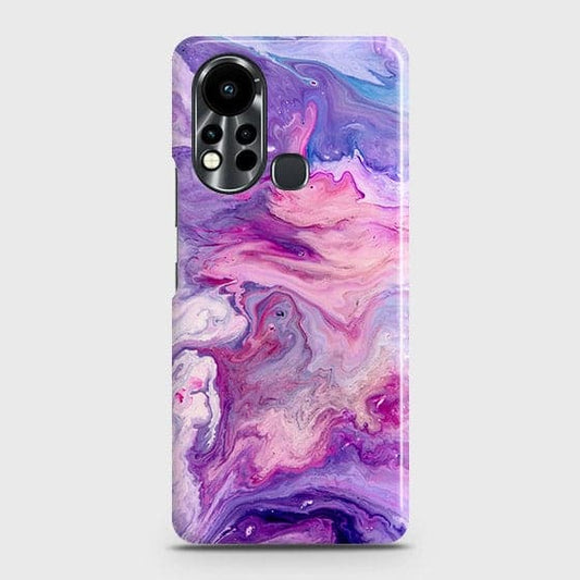 Infinix Hot 11s Cover - Chic Blue Liquid Marble Printed Hard Case with Life Time Colors Guarantee