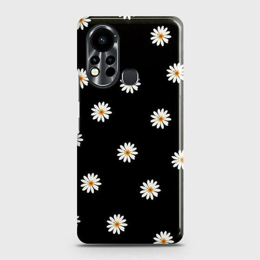 Infinix Hot 11s Cover - Matte Finish - White Bloom Flowers with Black Background Printed Hard Case with Life Time Colors Guarantee