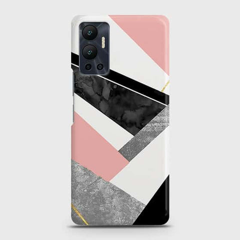 Infinix Hot 12 Cover - Geometric Luxe Marble Trendy Printed Hard Case with Life Time Colors Guarantee