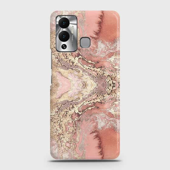 Infinix Hot 12 Play Cover - Trendy Chic Rose Gold Marble Printed Hard Case with Life Time Colors Guarantee