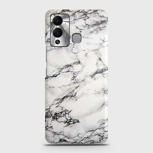 Infinix Hot 12 Play Cover - Trendy White Floor Marble Printed Hard Case with Life Time Colors Guarantee