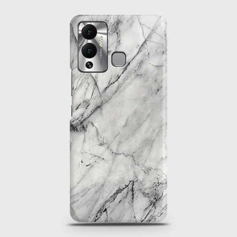 Infinix Hot 12 Play Cover - Trendy White Marble Printed Hard Case with Life Time Colors Guarantee