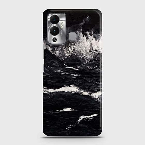 Infinix Hot 12 Play Cover - Black Ocean Marble Trendy Printed Hard Case with Life Time Colors Guarantee