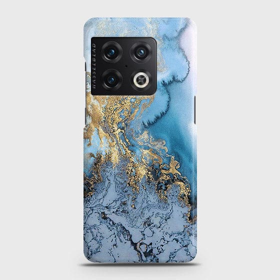 OnePlus 10 Pro Cover - Trendy Golden & Blue Ocean Marble Printed Hard Case with Life Time Colors Guarantee