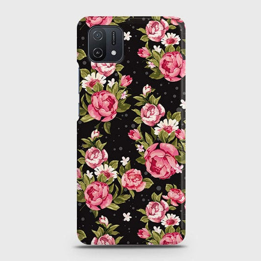 Oppo A16K Cover - Trendy Pink Rose Vintage Flowers Printed Hard Case with Life Time Colors Guarantee