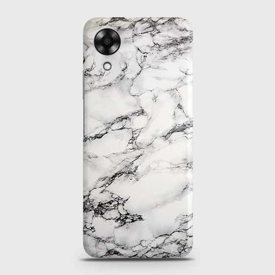 Oppo A17k Cover - Trendy White Floor Marble Printed Hard Case with Life Time Colors Guarantee