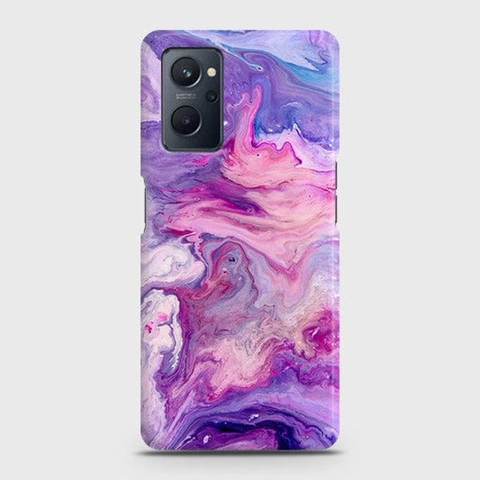 Realme 9i Cover - Chic Blue Liquid Marble Printed Hard Case with Life Time Colors Guarantee