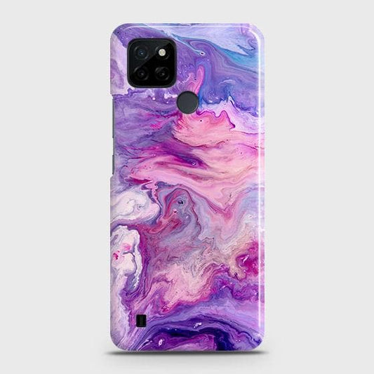 Realme C21Y Cover - Chic Blue Liquid Marble Printed Hard Case with Life Time Colors Guarantee