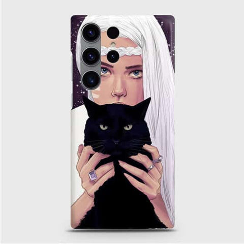 Samsung Galaxy S23 Ultra 5G Cover - Trendy Wild Black Cat Printed Hard Case with Life Time Colors Guarantee