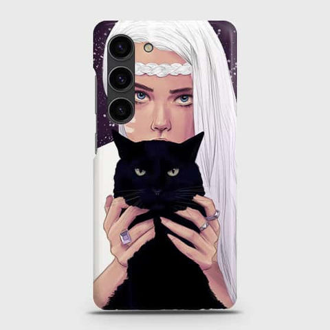 Samsung Galaxy S23 5G Cover - Trendy Wild Black Cat Printed Hard Case with Life Time Colors Guarantee