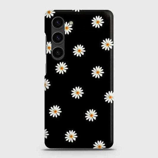 Samsung Galaxy S23 5G Cover - White Bloom Flowers with Black Background Printed Hard Case with Life Time Colors Guarantee