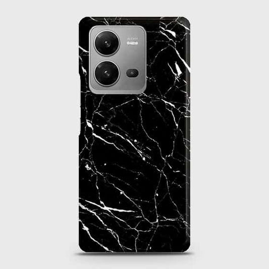 Vivo V25 5G Cover - Trendy Black Marble Printed Hard Case with Life Time Colors Guarantee