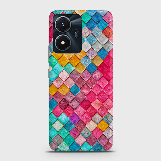 Vivo Y02s Cover - Chic Colorful Mermaid Printed Hard Case with Life Time Colors Guarantee