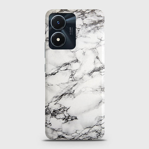 Vivo Y02s Cover - Trendy White Floor Marble Printed Hard Case with Life Time Colors Guarantee