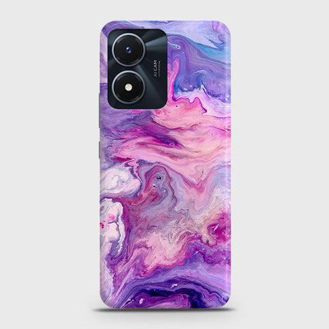 Vivo Y02s Cover - Chic Blue Liquid Marble Printed Hard Case with Life Time Colors Guarantee